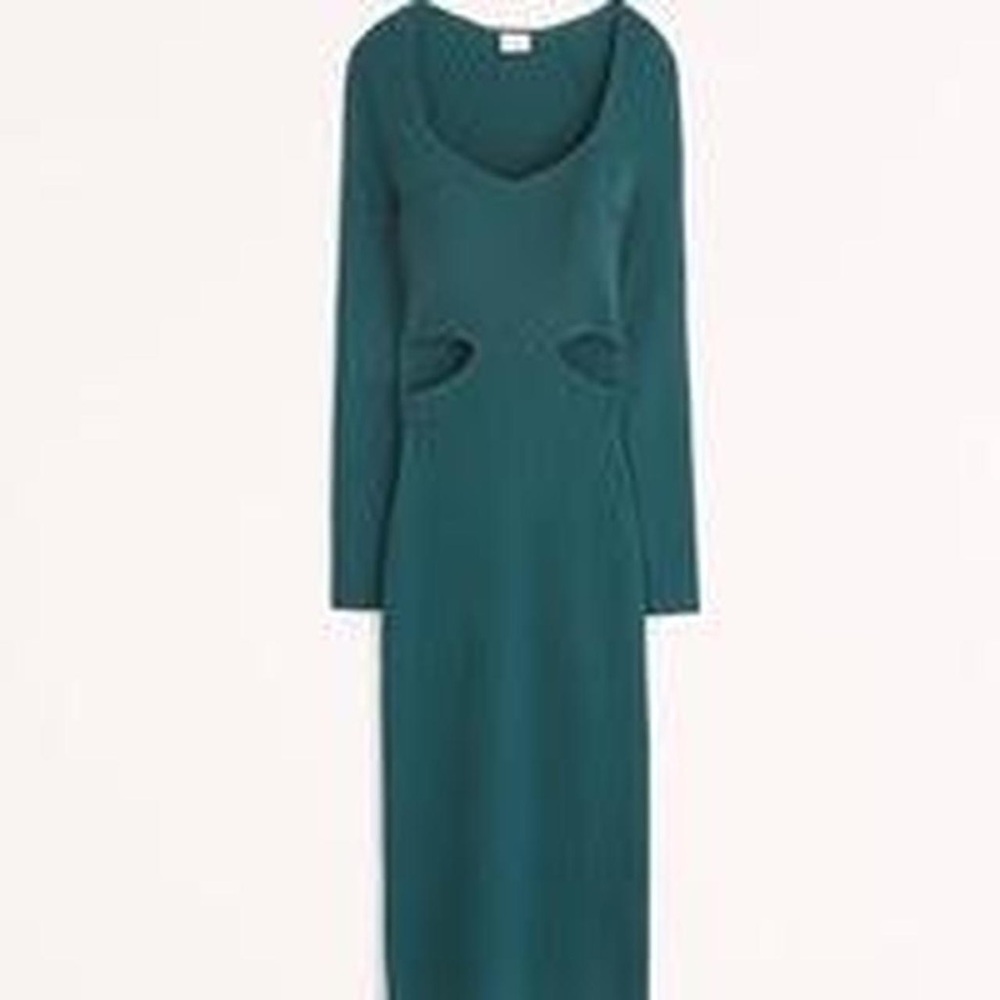 Abercrombie Teal Long Sleeve Sweater Dress with Cutouts
